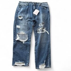 Kancan Distressed High Rise Straight Leg Jeans‎
